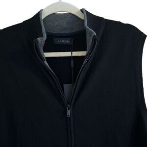 Naadam Studio Black Wool Cashmere Full Zip Sweater Vest Gilet Men's Large NEW